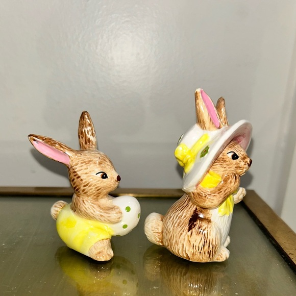 Pair of Vintage Lefton Ceramic Bunny Rabbit Figurines - Picture 4 of 8